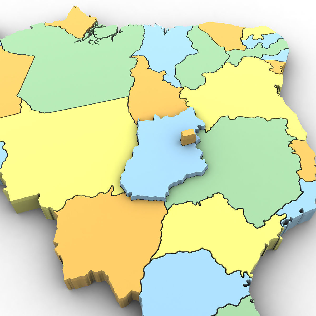 3d Political Map of Brazil 3D model_7