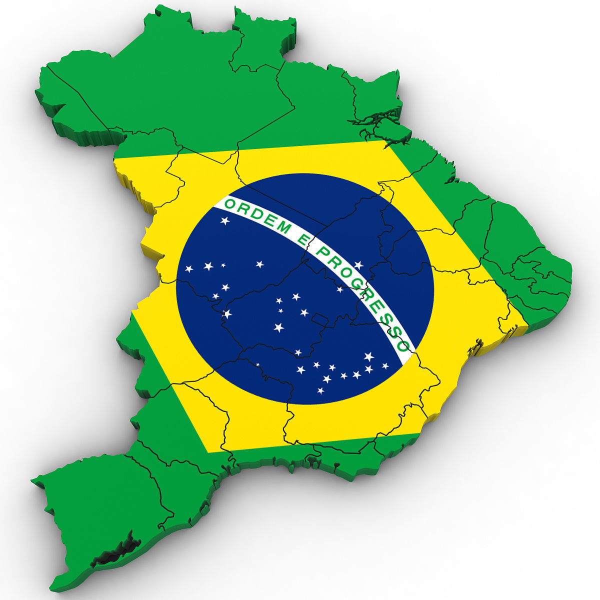 3d Political Map of Brazil 3D model_2