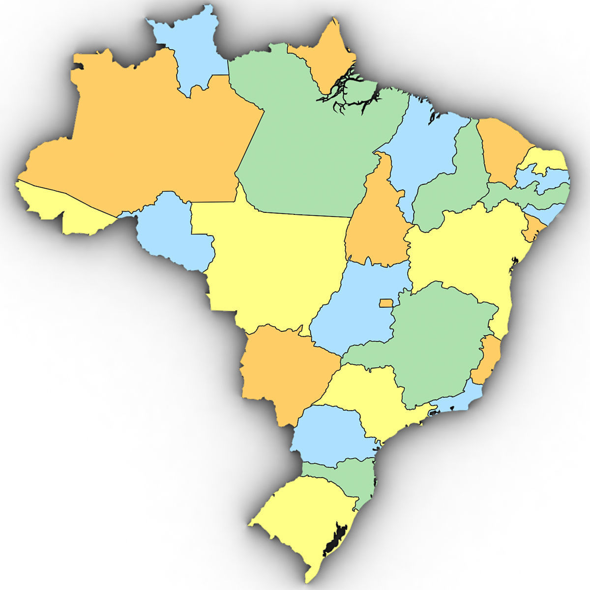 3d Political Map of Brazil 3D model_5
