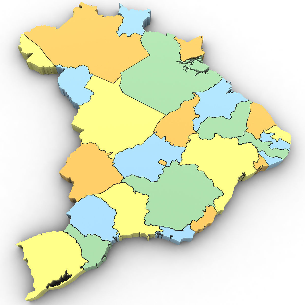 3d Political Map of Brazil 3D model_3
