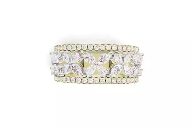 Engagement Band Butterfly Style Diamond With Marquise and Pear