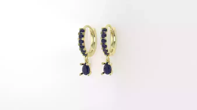 2 pairs of hoop earrings -  stone set with charm and plain set 