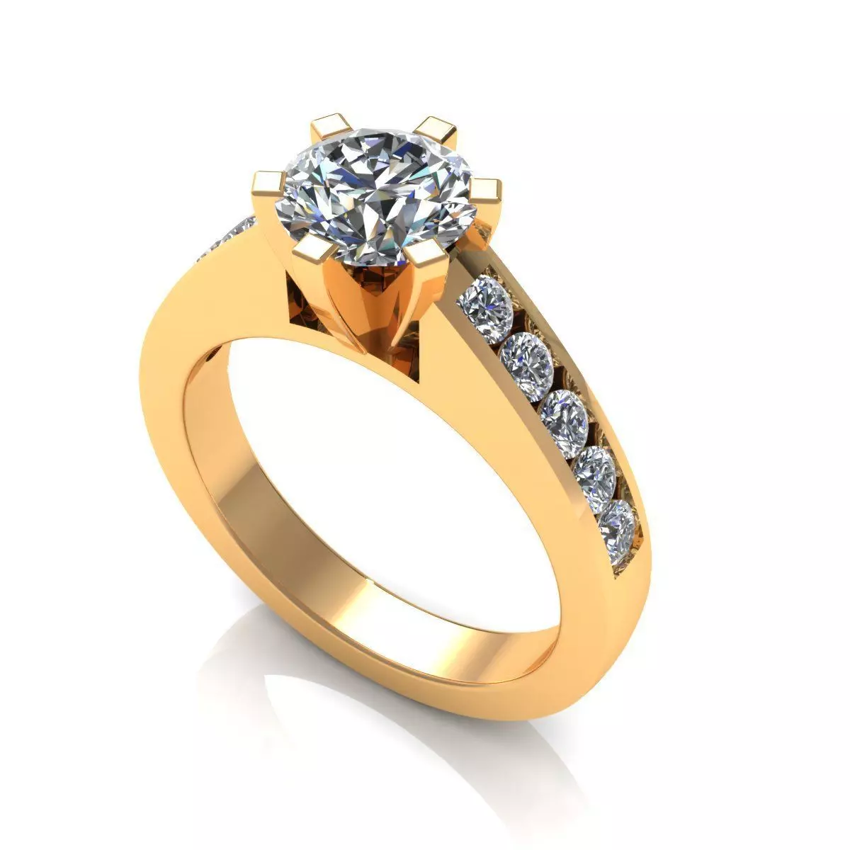 Solitaire Engagement Ring 3D print model_0