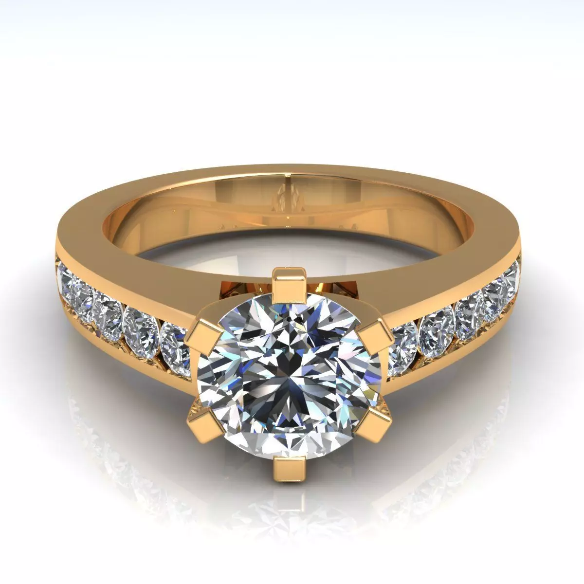 Solitaire Engagement Ring 3D print model_1