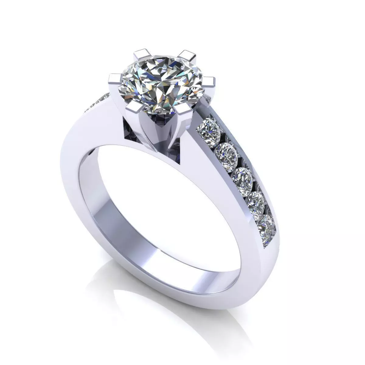 Solitaire Engagement Ring 3D print model_3