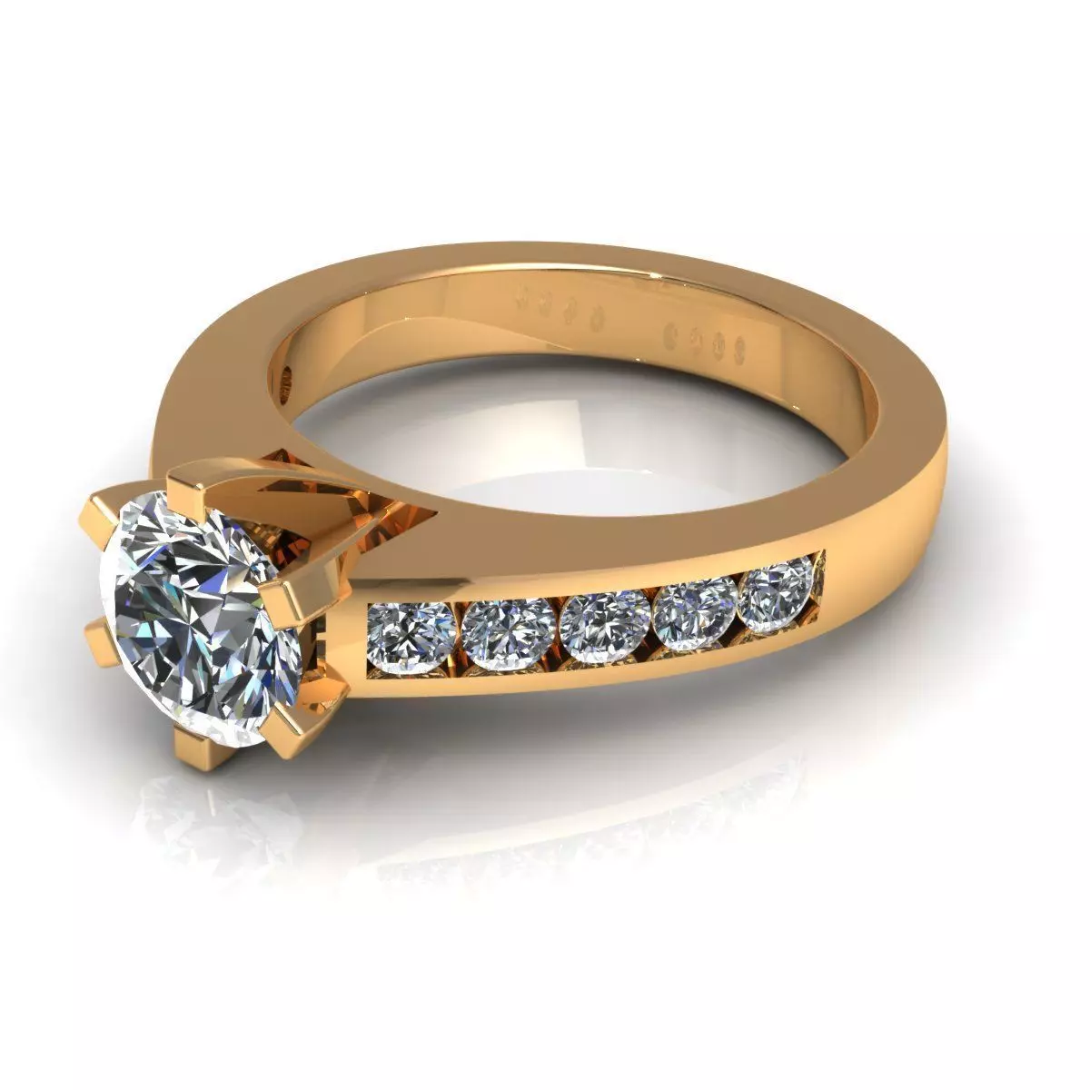 Solitaire Engagement Ring 3D print model_2