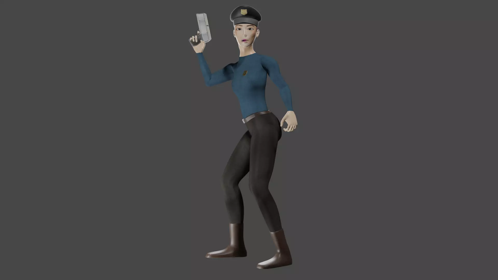 Female Cop 3D model_3