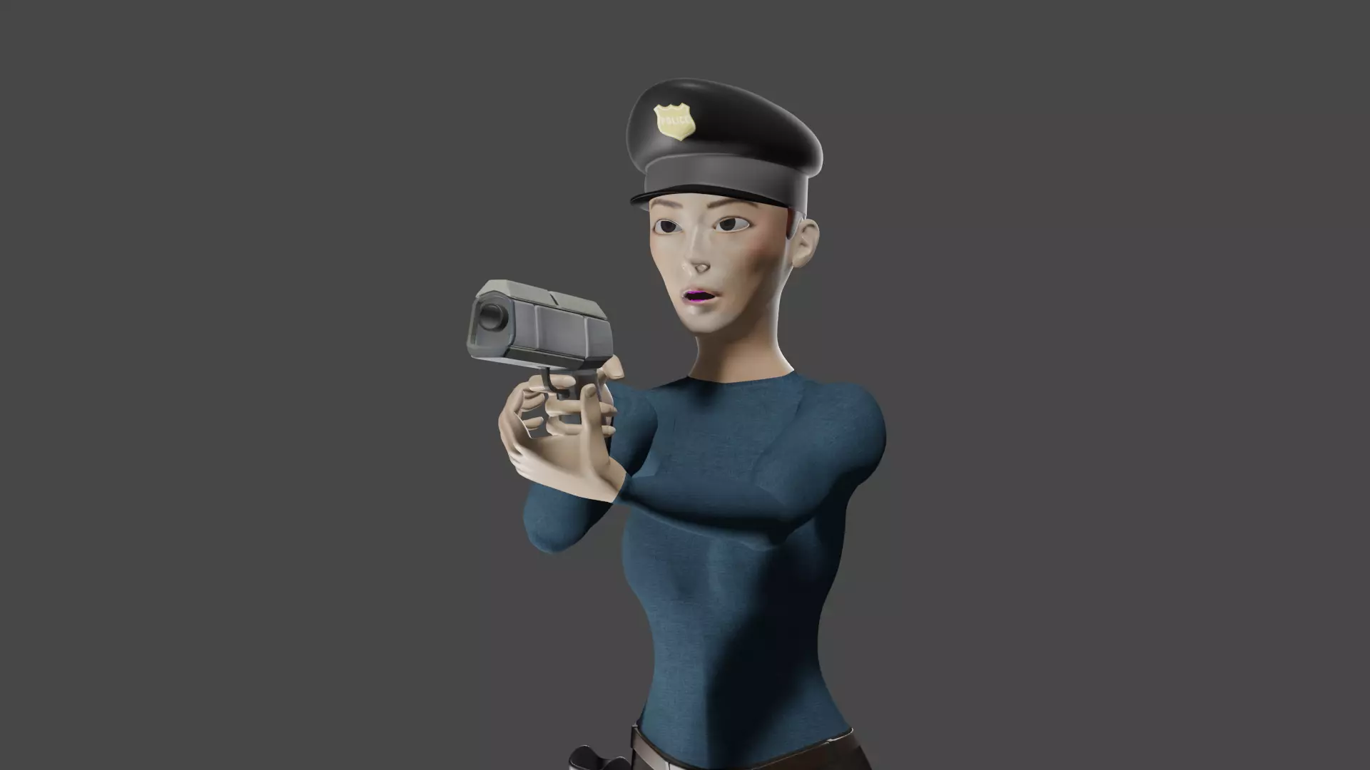 Female Cop 3D model_0