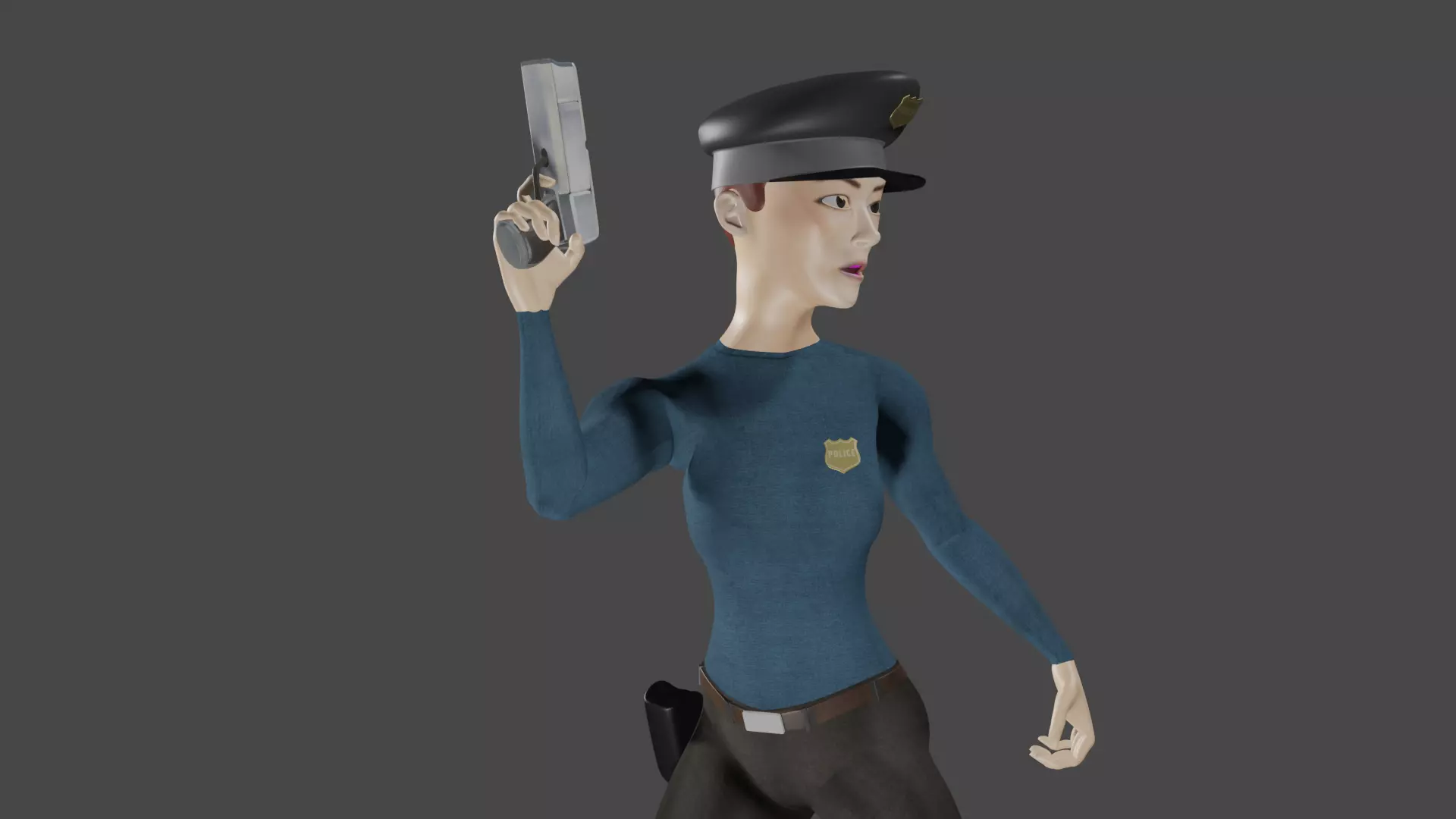 Female Cop 3D model_2