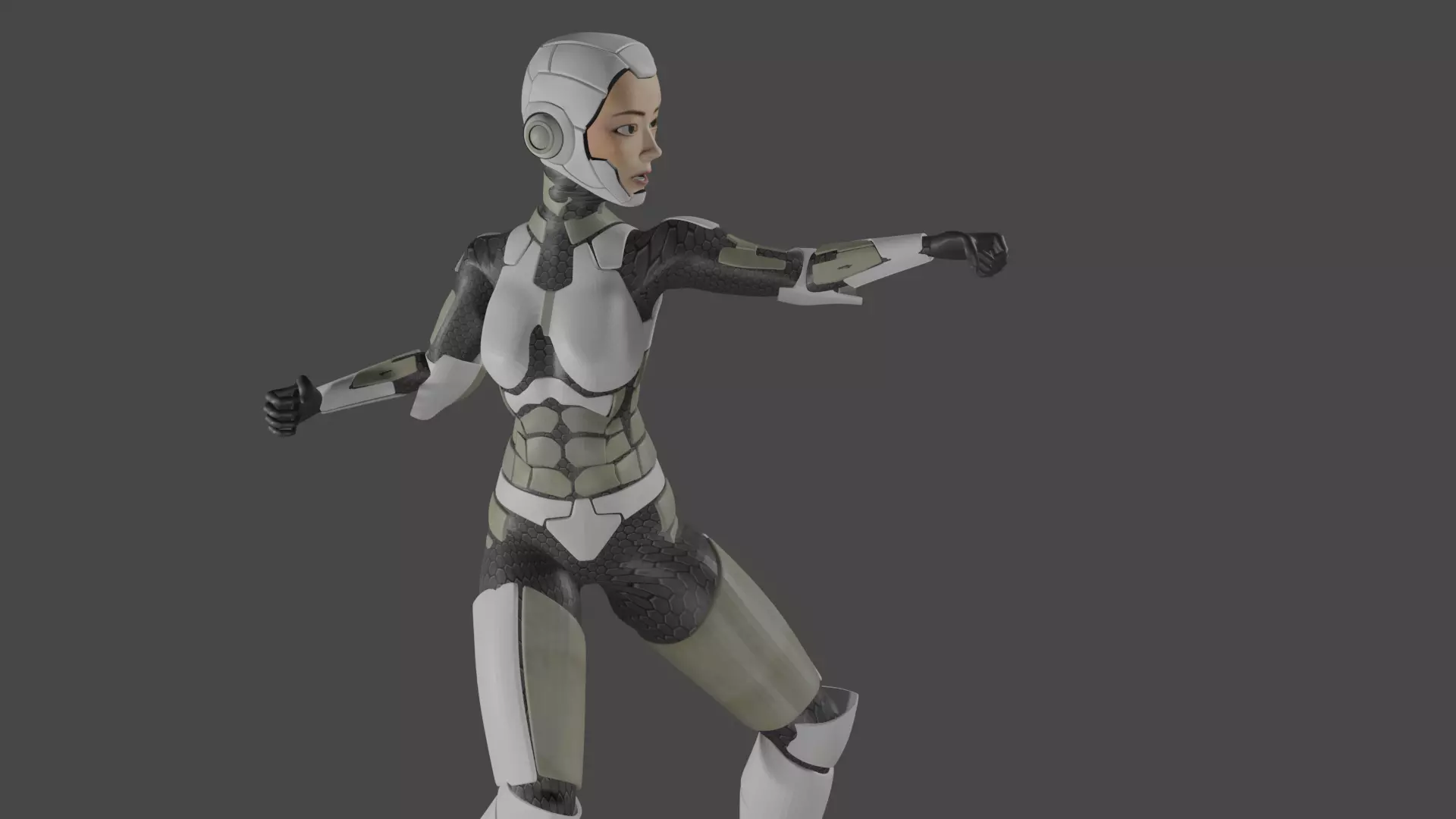 Female Warrior 3D model_2