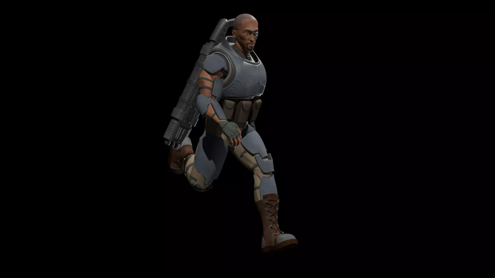 Futuristic Soldier 3D model_3