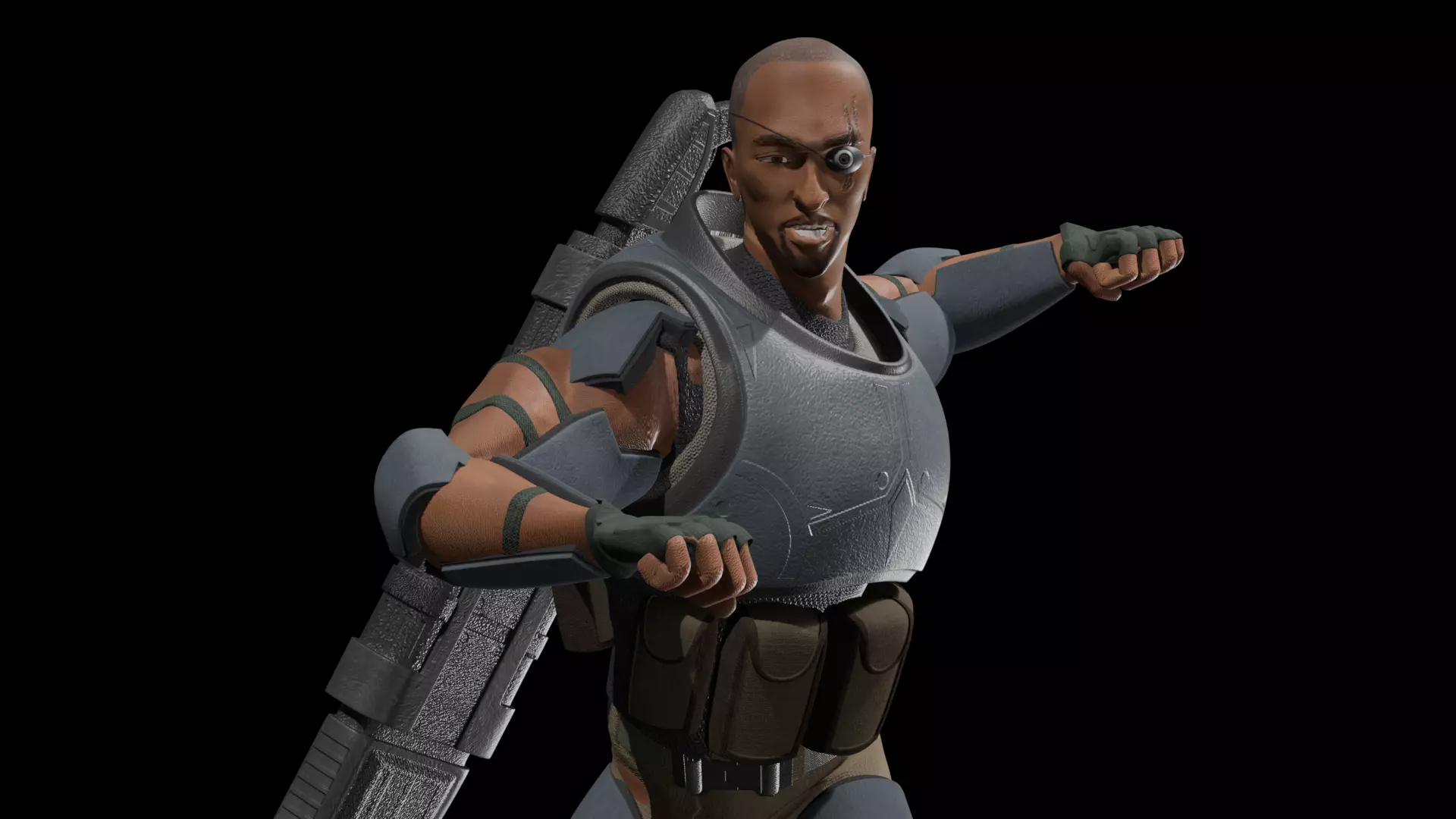 Futuristic Soldier 3D model_0