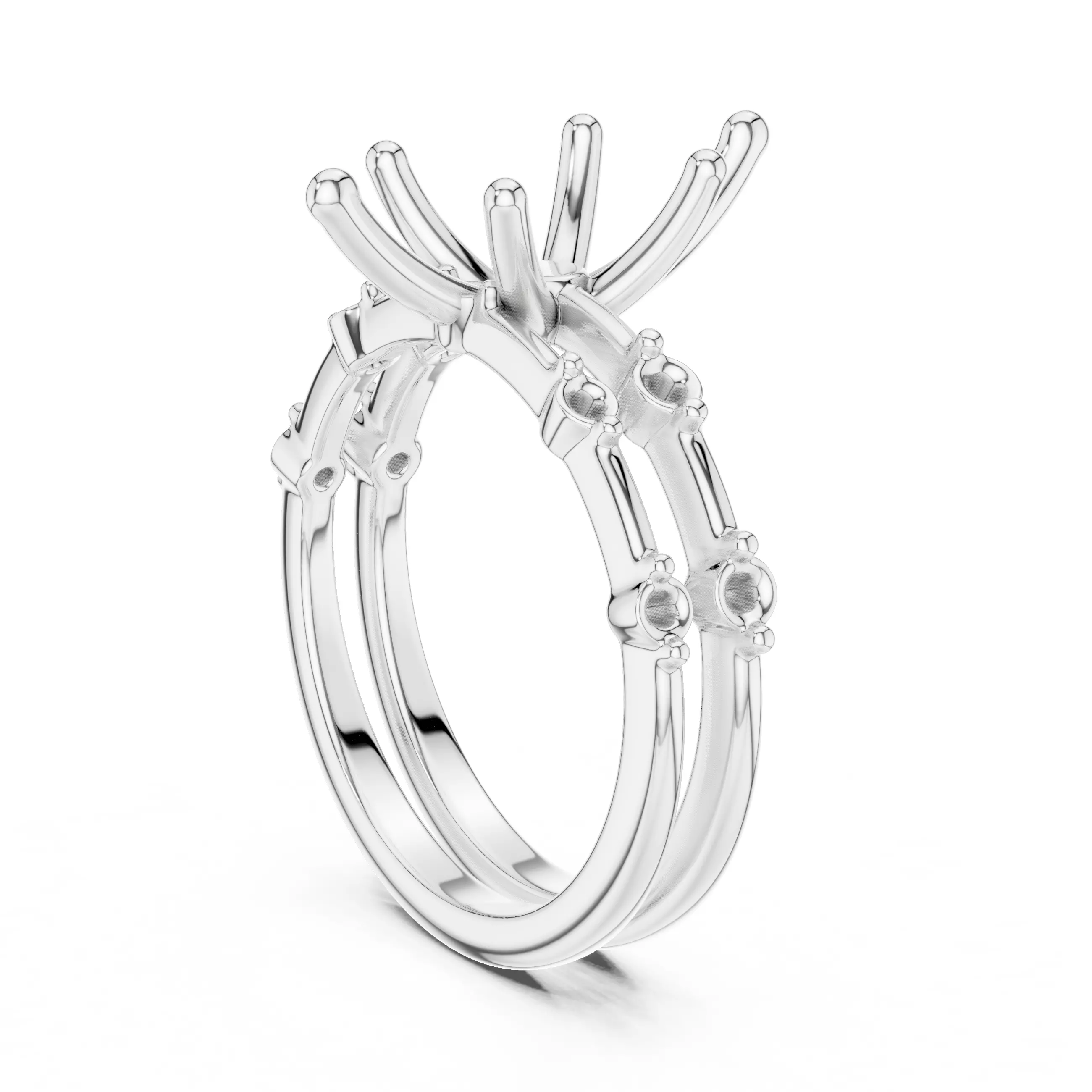 2CT Marquise Cut Distance Diamond Wedding Ring Set 3DM STL Video 3D print model_9