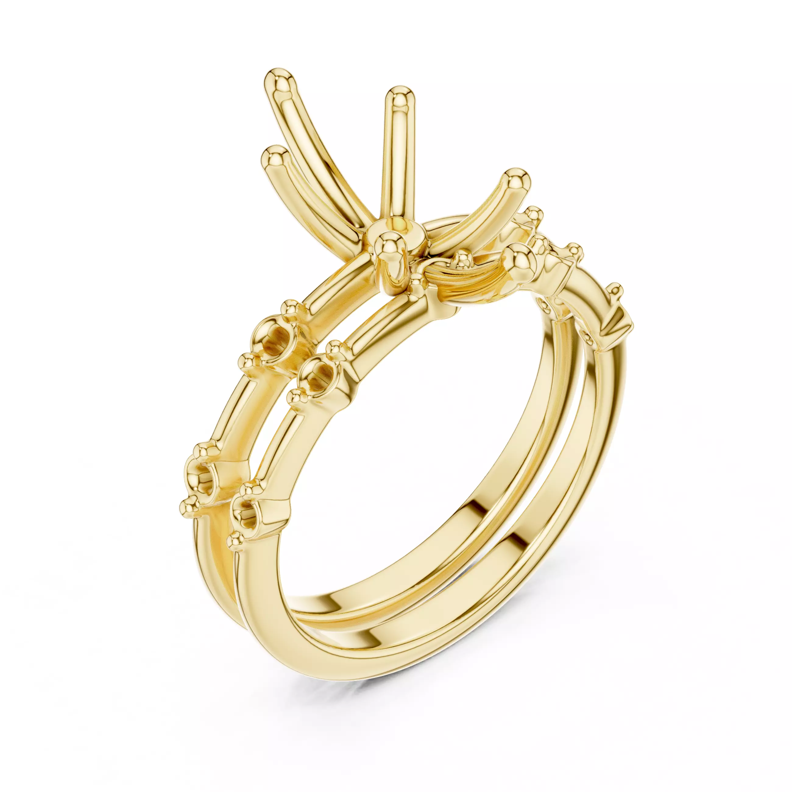 2CT Marquise Cut Distance Diamond Wedding Ring Set 3DM STL Video 3D print model_7