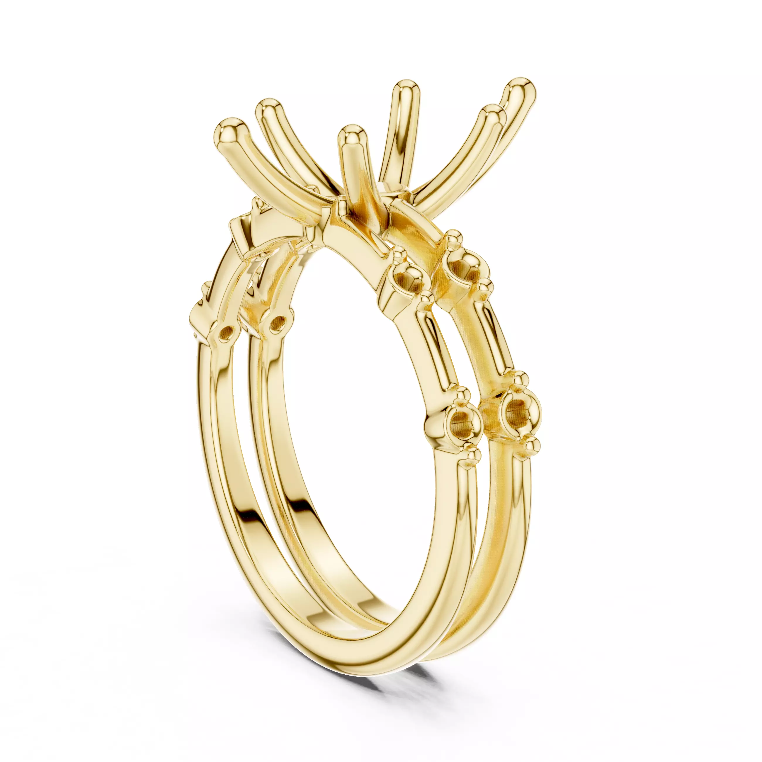 2CT Marquise Cut Distance Diamond Wedding Ring Set 3DM STL Video 3D print model_6