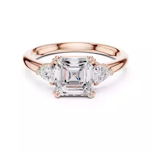 Three Stone Asscher and Trillion Cut Wedding Ring 3DM STL Video