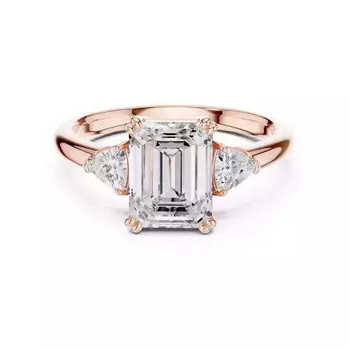 Three Stone Emerald Trillion Diamond Wedding Ring 3DM STL Video