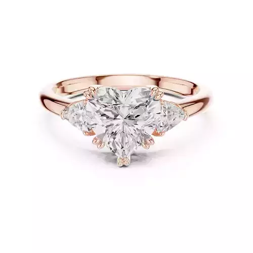 Three Stone Heart and Trillion Cut Engagement Ring 3DM STL Video