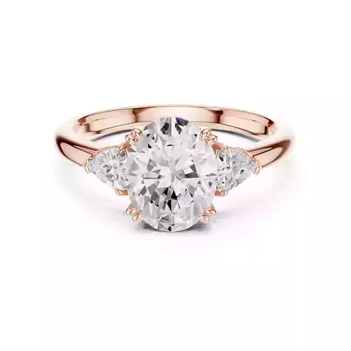Three Stone 2CT Oval and Trillion Cut Diamond Ring 3DM STL Video