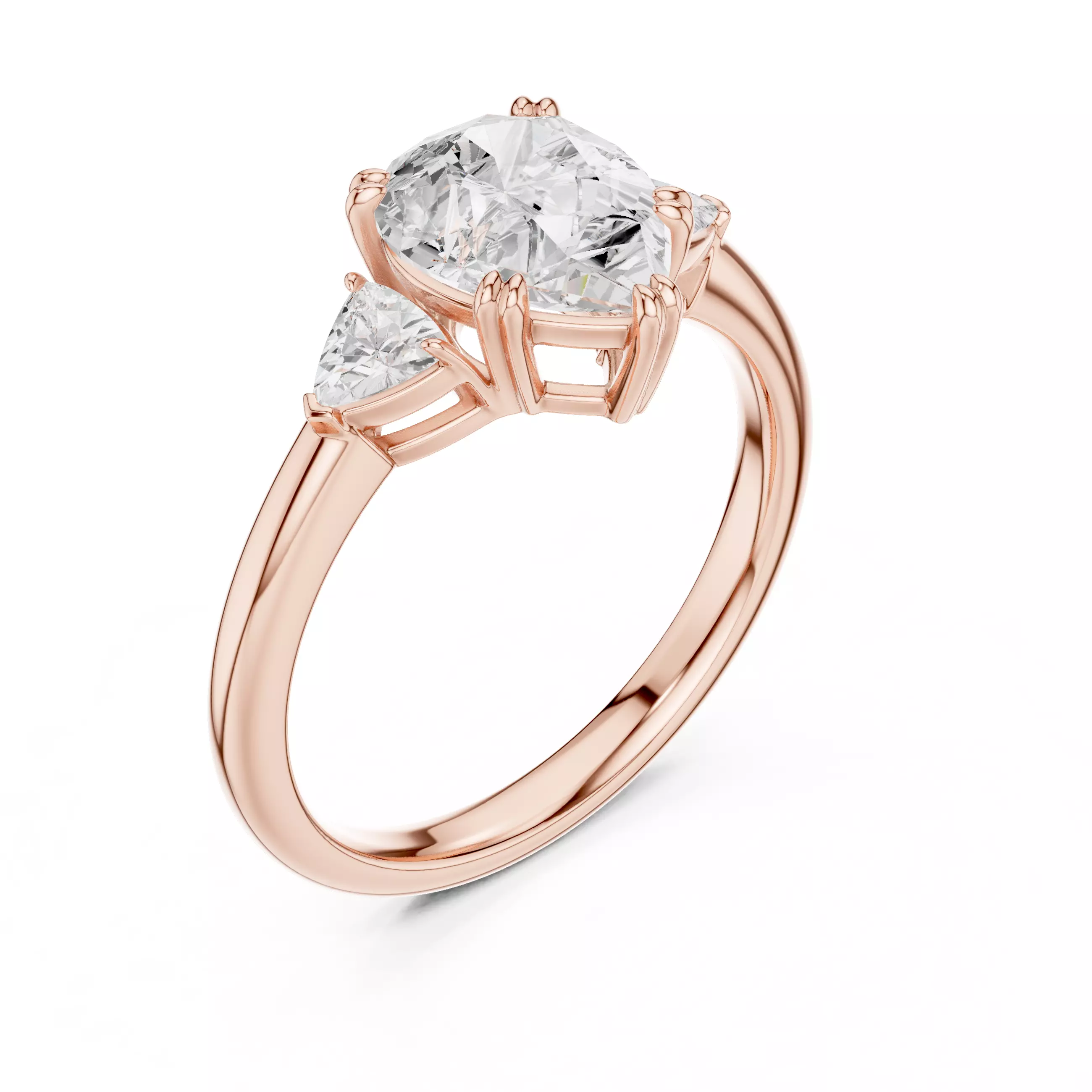 Pear and Trillion Cut Three Stone Wedding Ring 3DM STL Video 3D print model_4