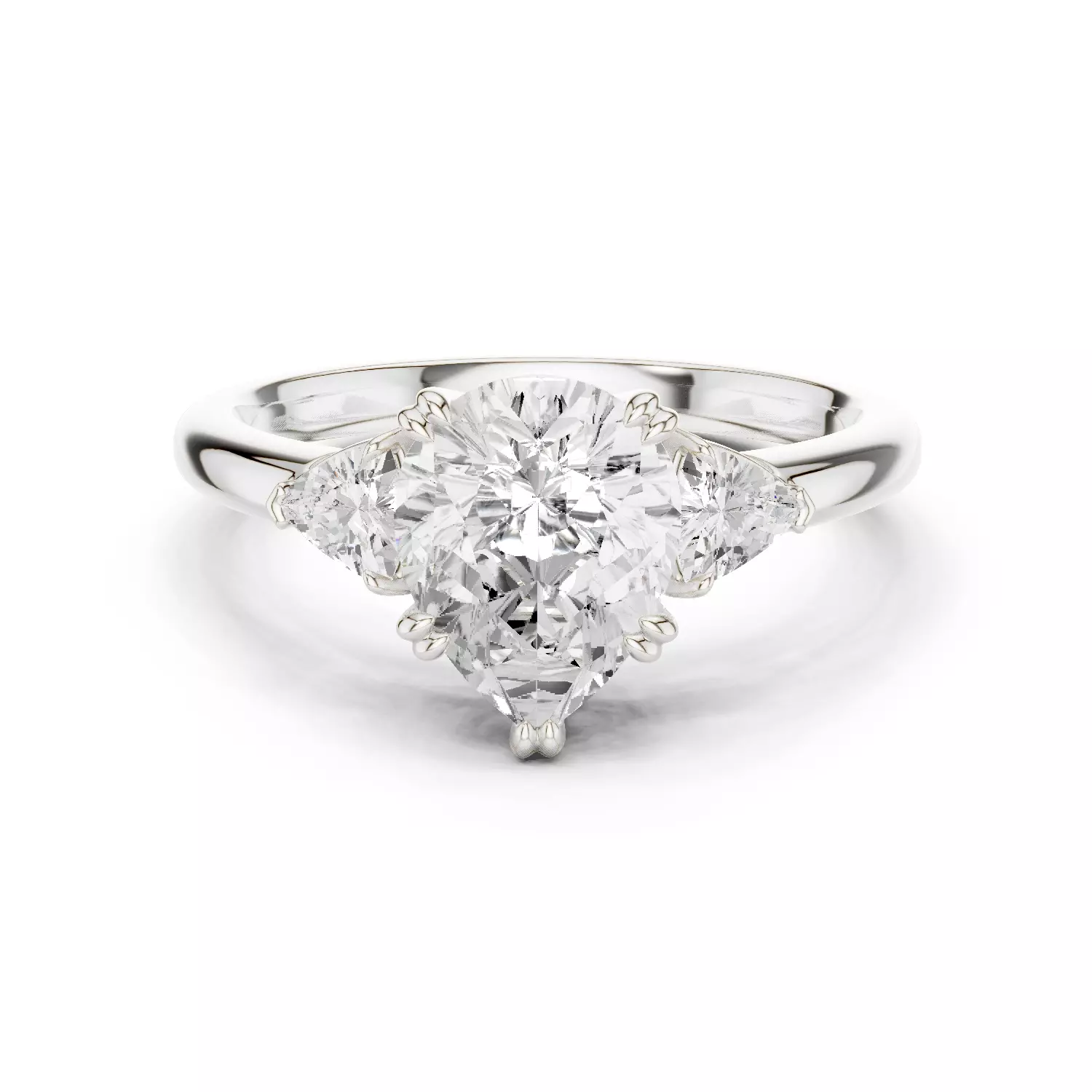 Pear and Trillion Cut Three Stone Wedding Ring 3DM STL Video 3D print model_14