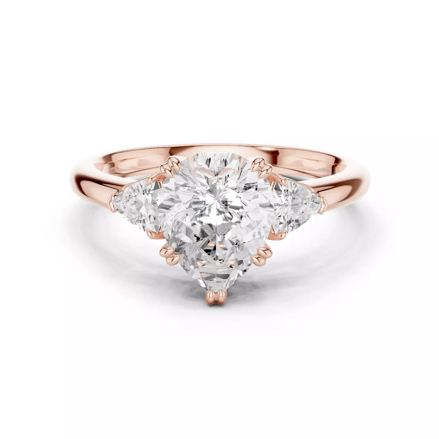 Pear and Trillion Cut Three Stone Wedding Ring 3DM STL Video 3D print model_12