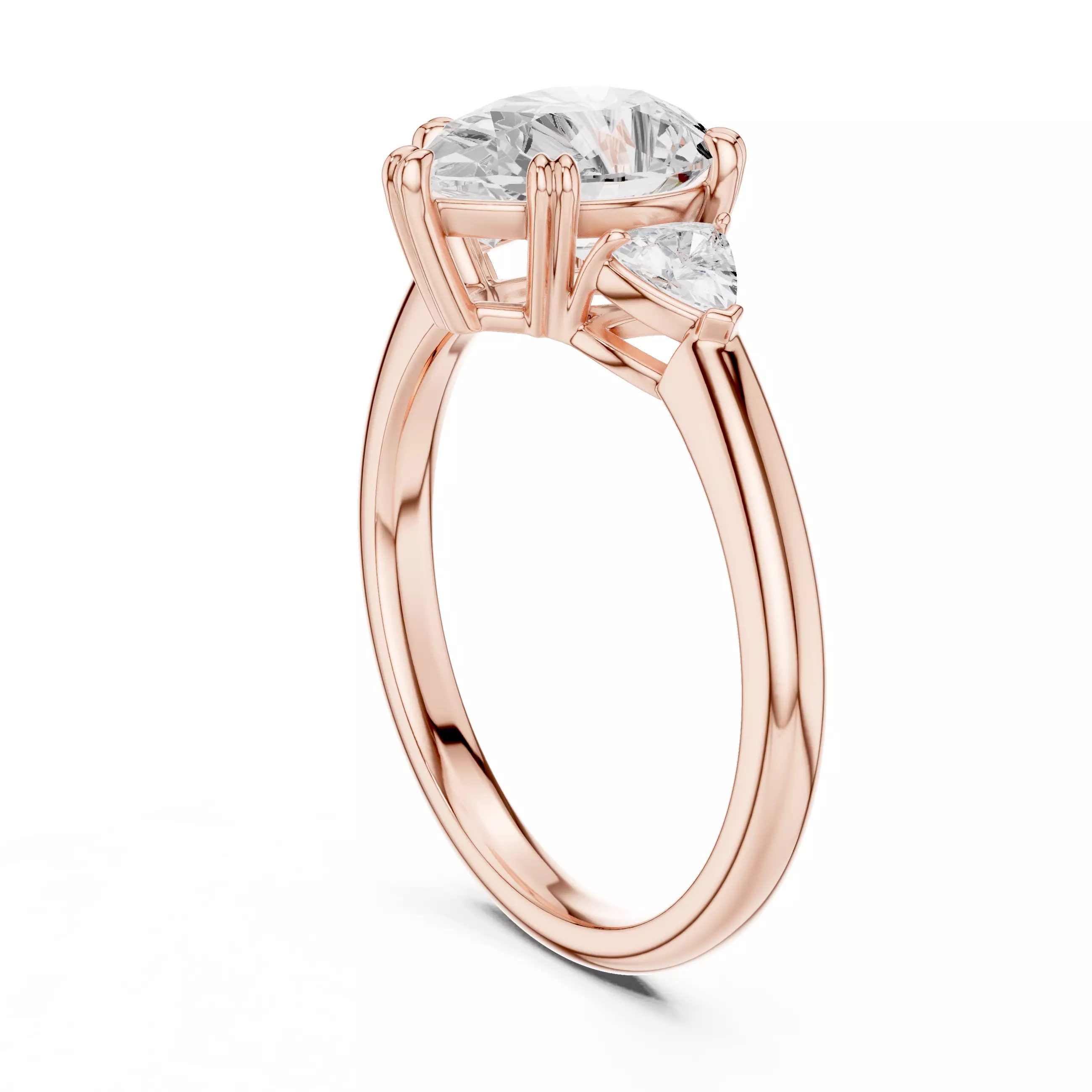 Pear and Trillion Cut Three Stone Wedding Ring 3DM STL Video 3D print model_3