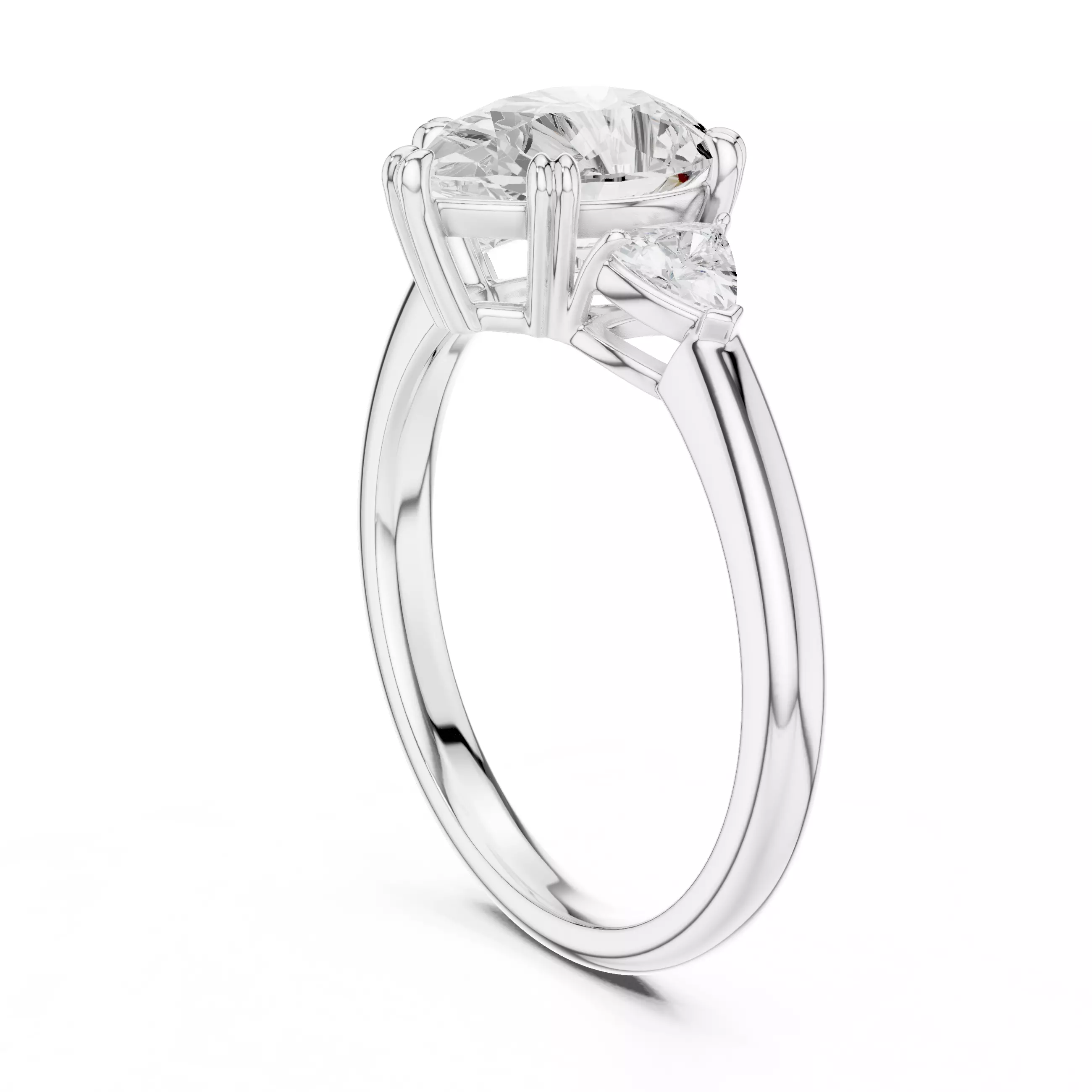 Pear and Trillion Cut Three Stone Wedding Ring 3DM STL Video 3D print model_9