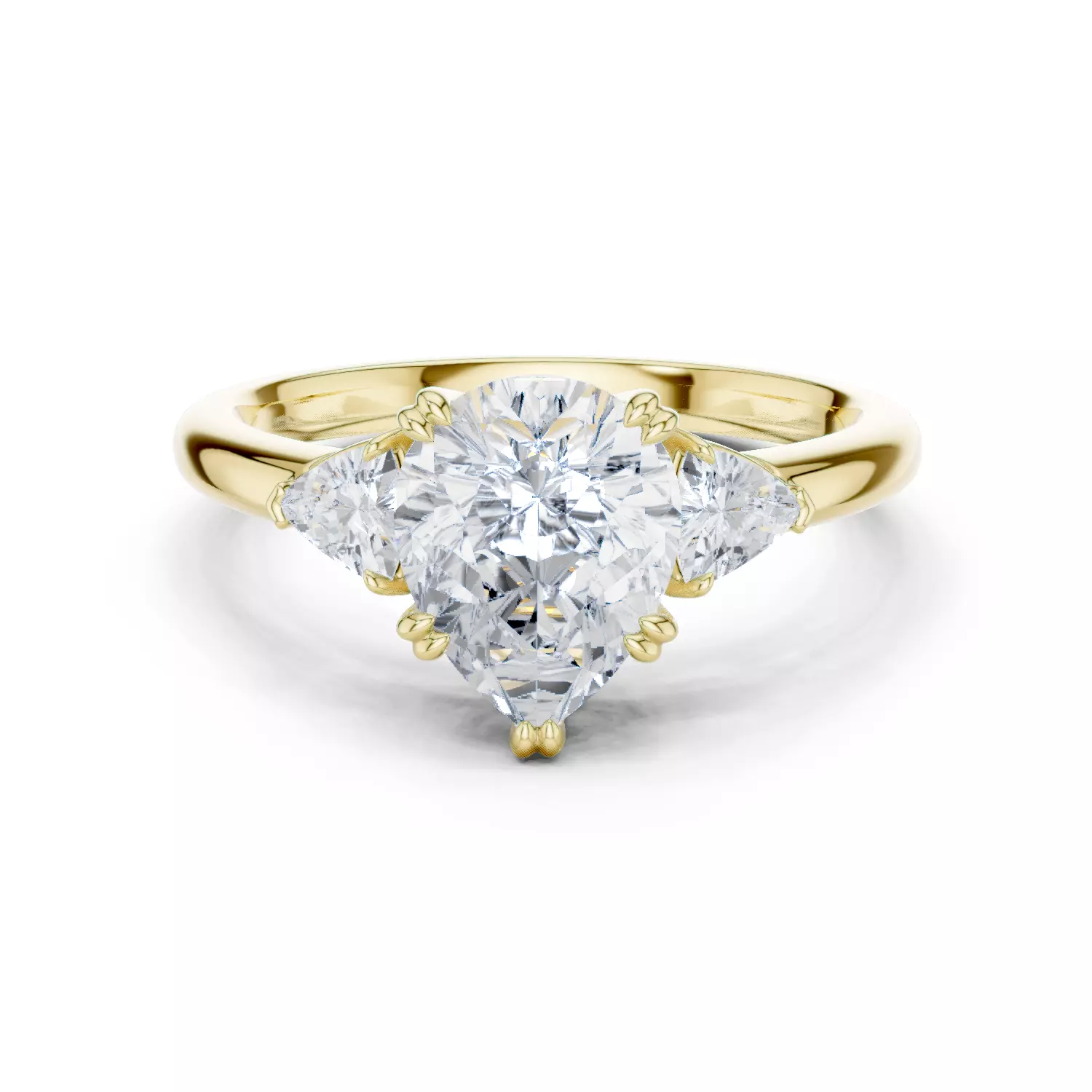 Pear and Trillion Cut Three Stone Wedding Ring 3DM STL Video 3D print model_13