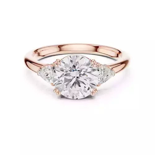 Three Stone Round and Trillion Diamond Woman Ring 3DM STL Video
