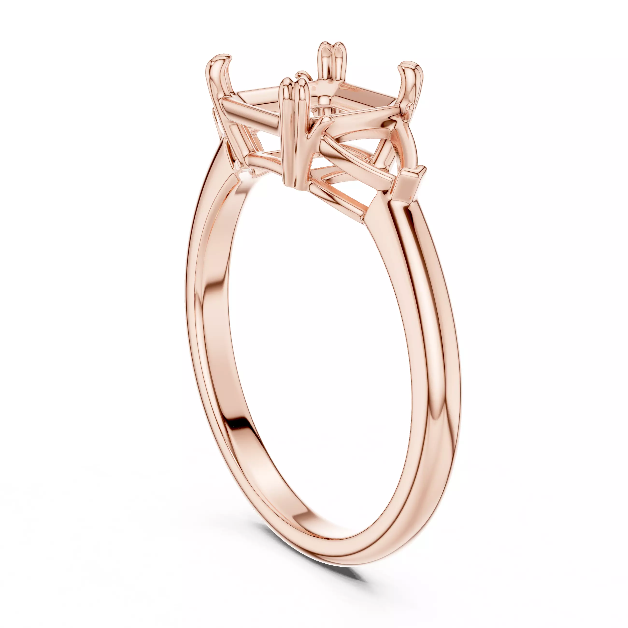 Three Diamond Asscher Trillion Cut Wedding Ring 3DM STL Video 3D print model_3