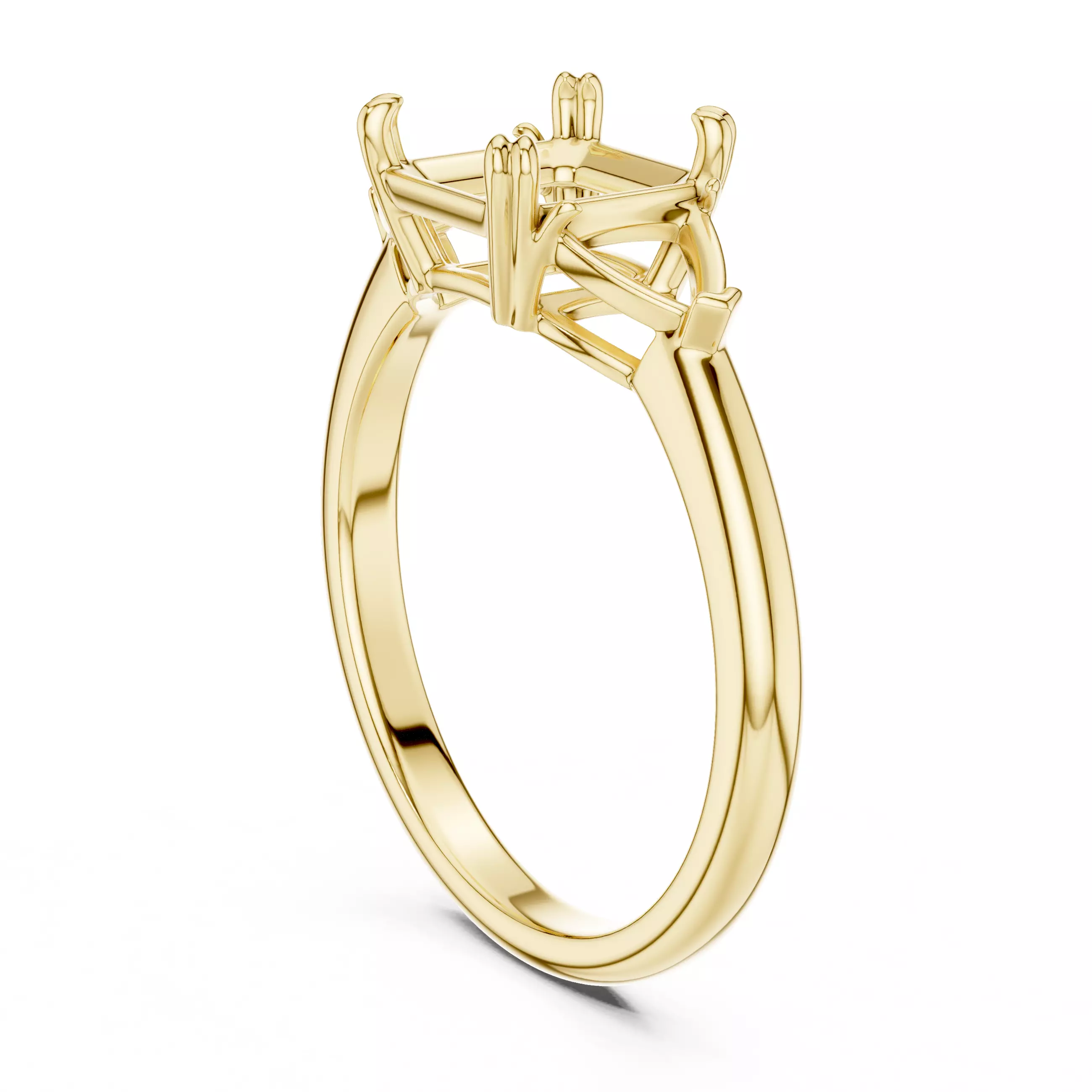 Three Diamond Asscher Trillion Cut Wedding Ring 3DM STL Video 3D print model_6