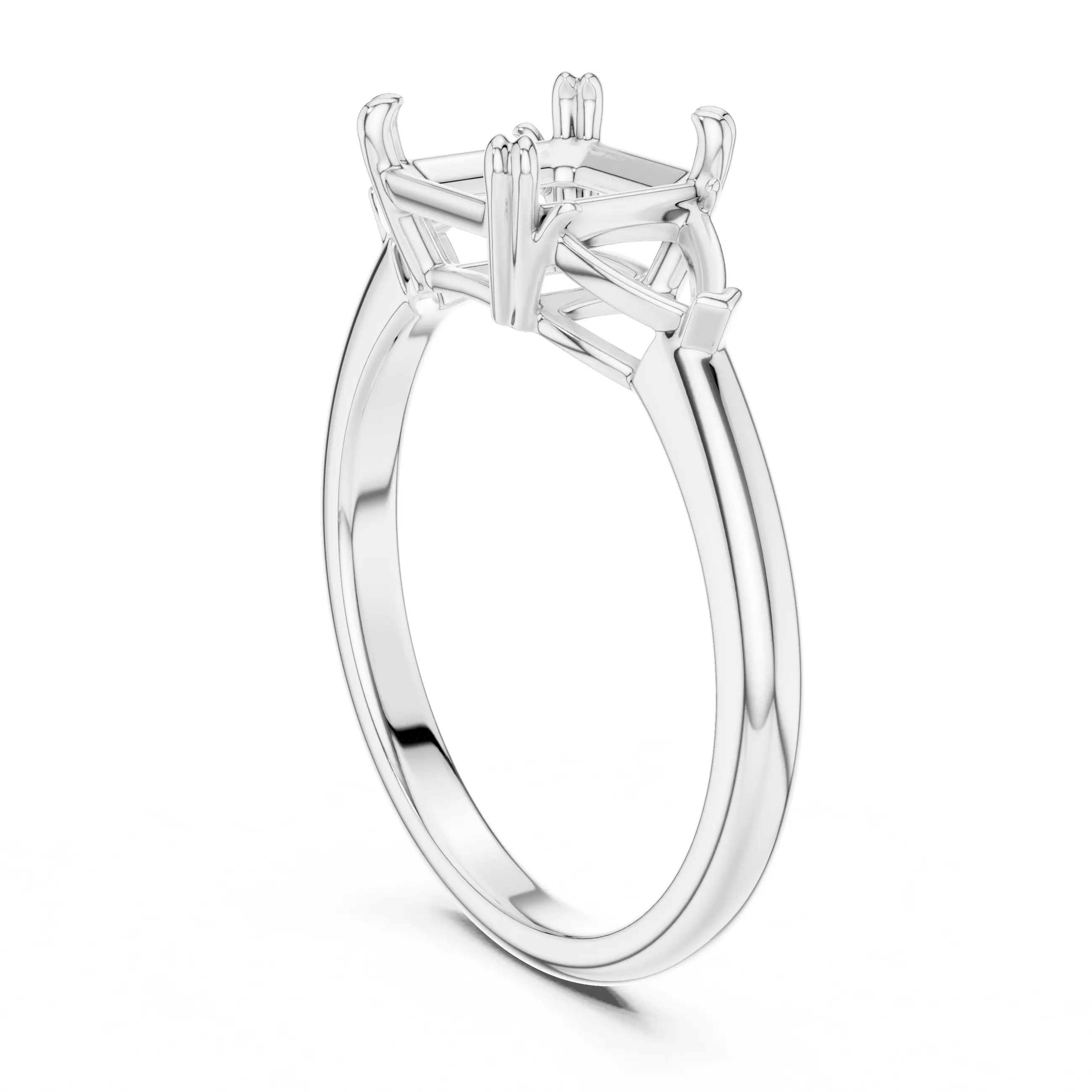 Three Diamond Asscher Trillion Cut Wedding Ring 3DM STL Video 3D print model_9