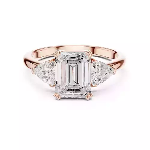 Three Diamond Emerald and Trillion Cut Ring 3DM STL Video 3D print model