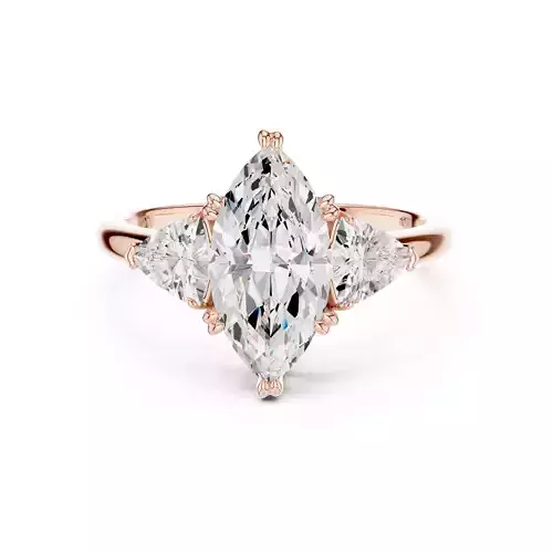Three Diamond Marquise and Trillion Cut Ring 3DM STL Video 3D print model