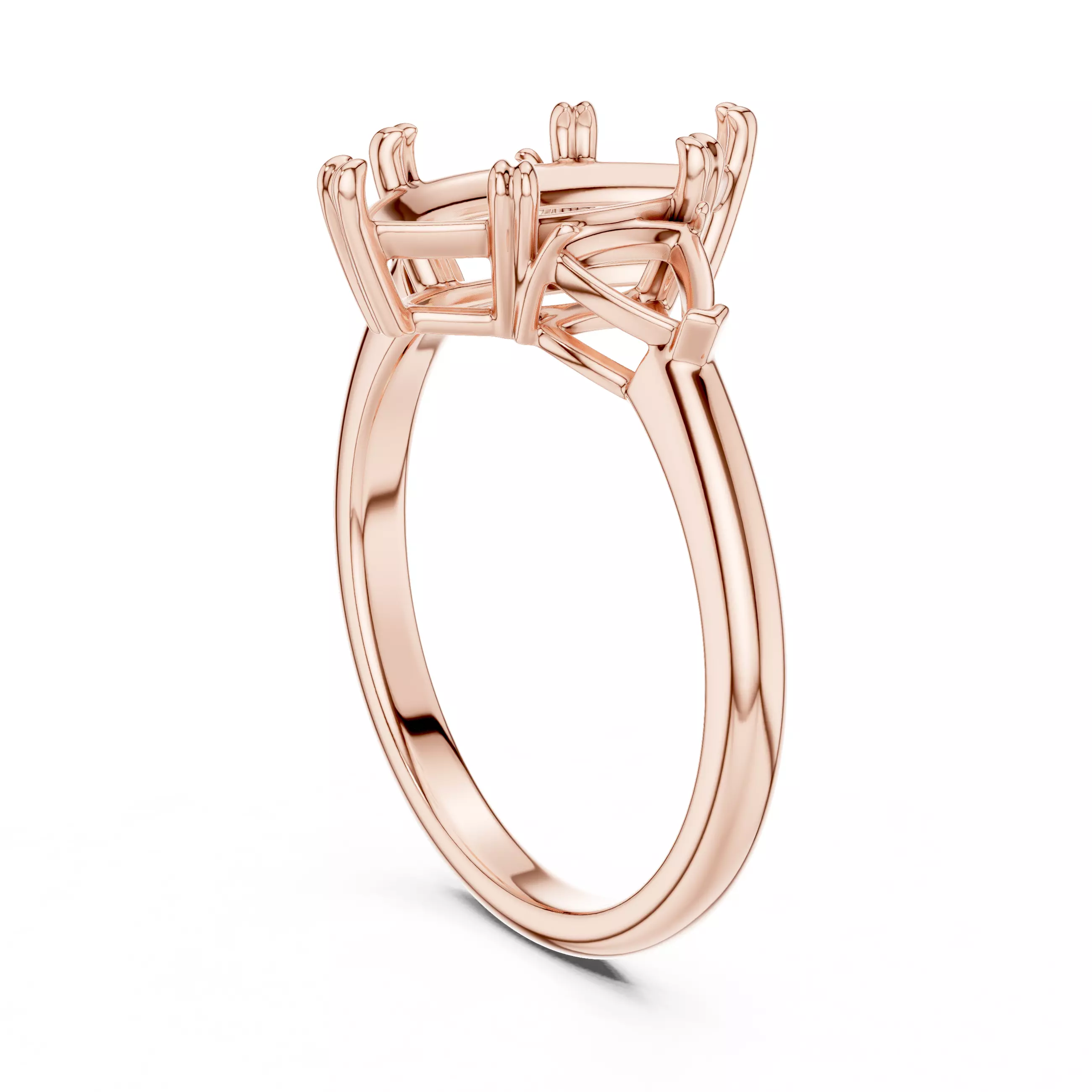 Three Diamond Marquise and Trillion Cut Ring 3DM STL Video 3D print model_3