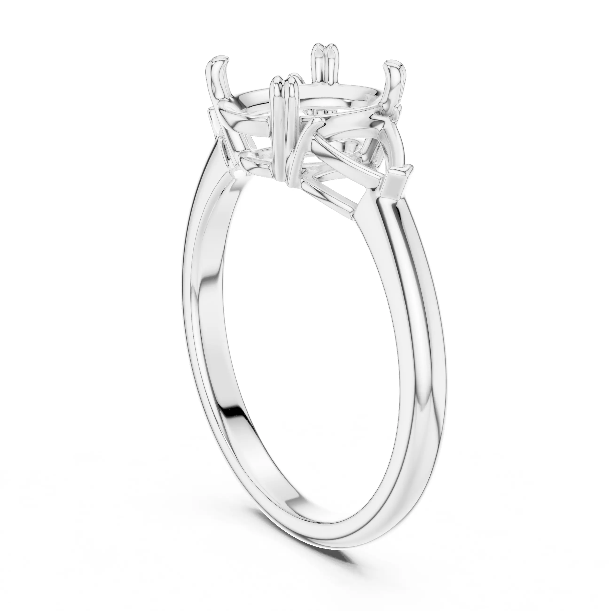 Three Diamond Oval and Trillion Cut Wedding Ring 3DM STL Video 3D print model_9