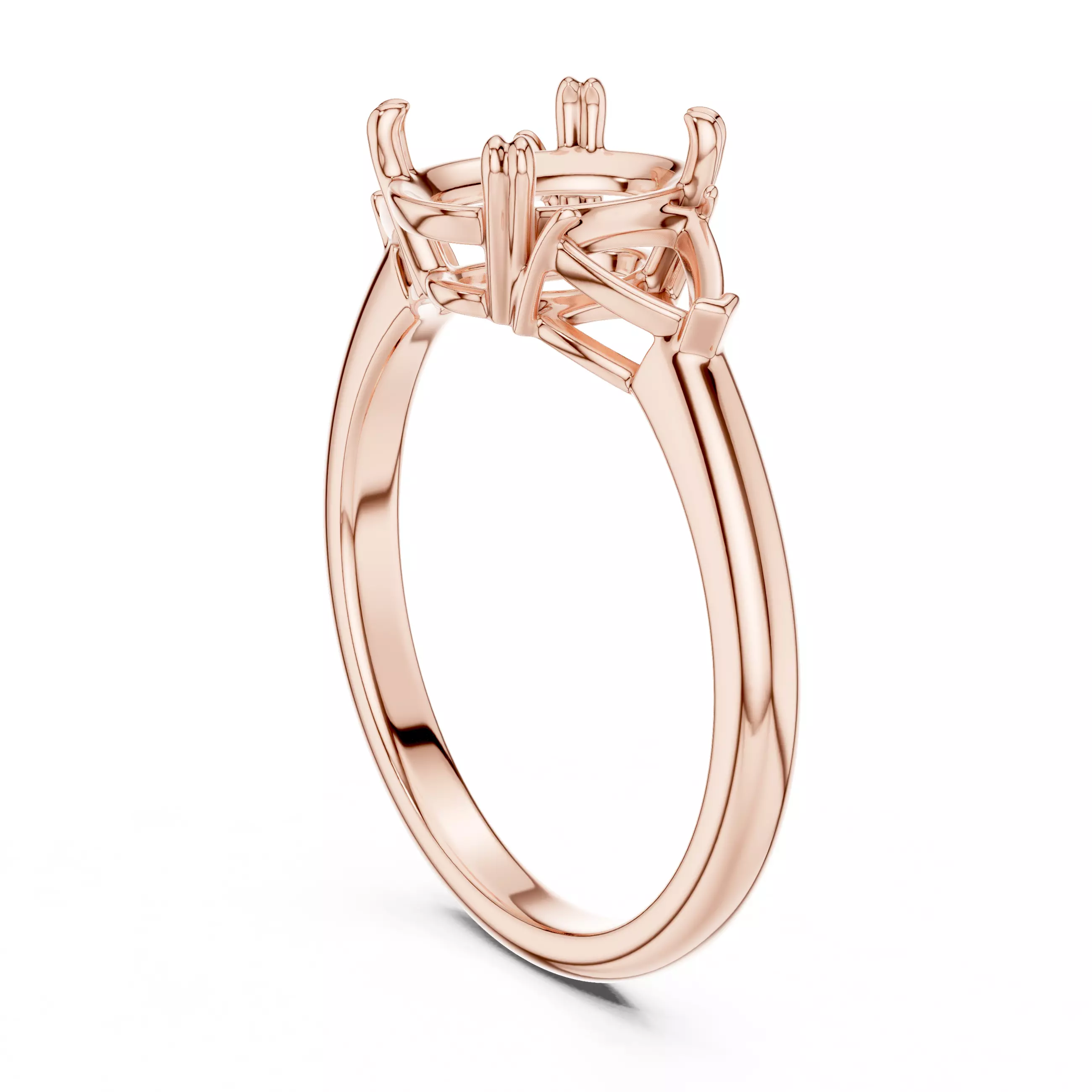 Three Diamond Oval and Trillion Cut Wedding Ring 3DM STL Video 3D print model_3