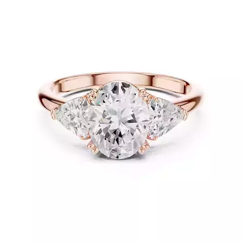 Three Diamond Oval and Trillion Cut Wedding Ring 3DM STL Video 3D print model