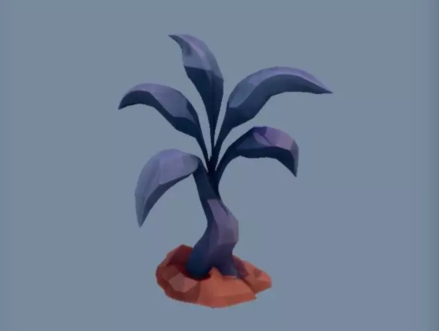 Low-poly purple plant 3D model_0