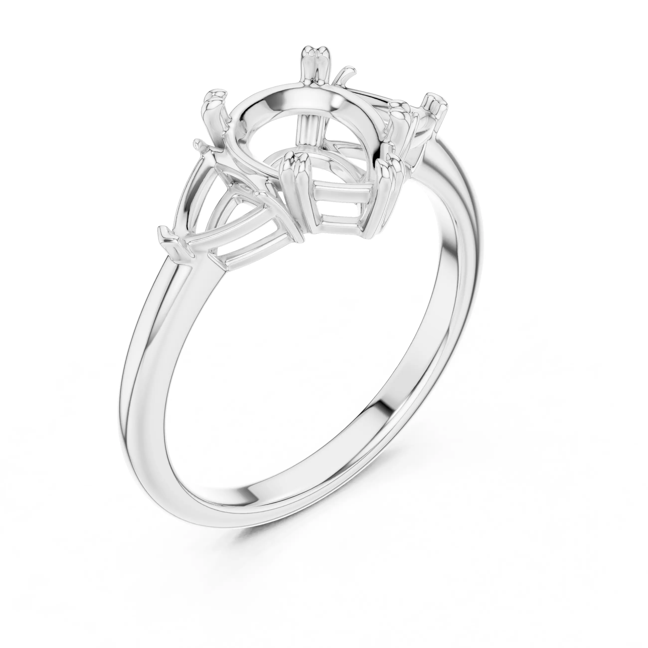 Three Diamond Pear and Trillion Cut Wedding Ring 3DM STL Video 3D print model_10