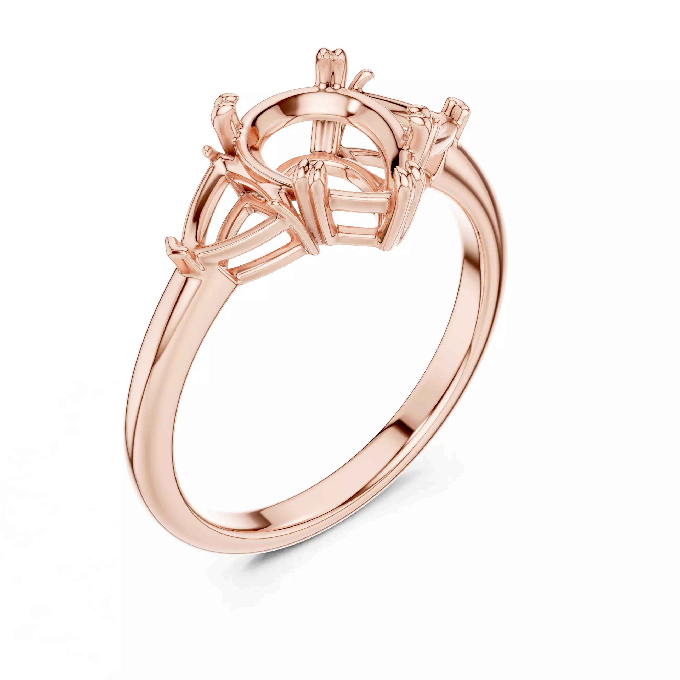 Three Diamond Pear and Trillion Cut Wedding Ring 3DM STL Video 3D print model_4