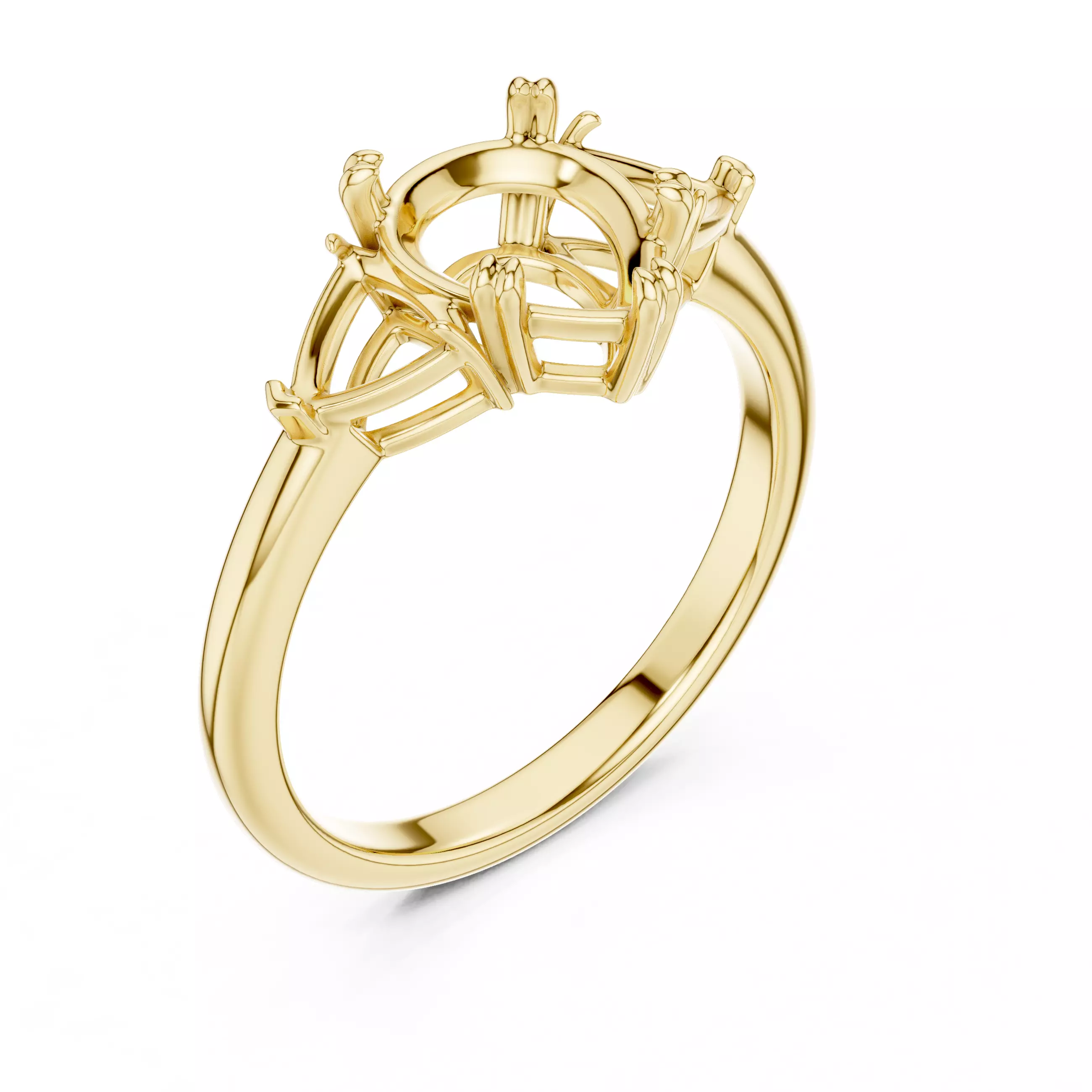 Three Diamond Pear and Trillion Cut Wedding Ring 3DM STL Video 3D print model_7