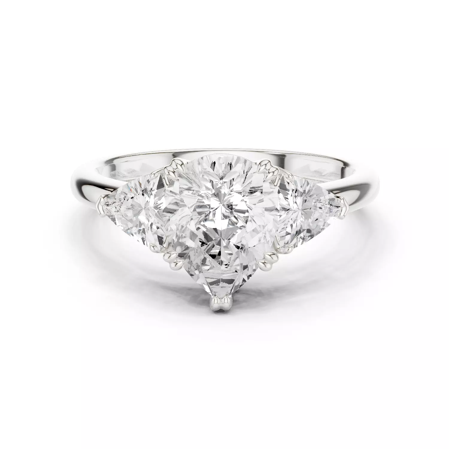 Three Diamond Pear and Trillion Cut Wedding Ring 3DM STL Video 3D print model_14