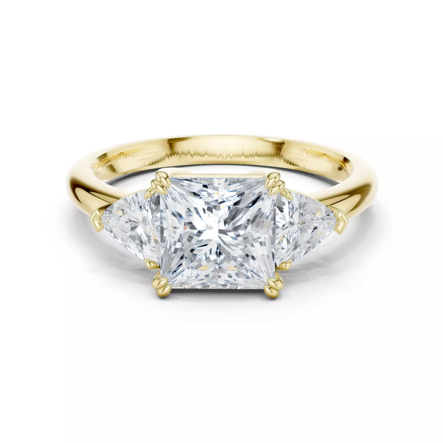 Three Diamond Princess and Trillion Cut Ring 3DM STL Video 3D print model_13