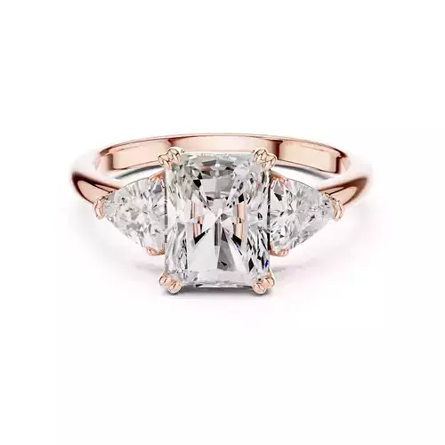 Three Diamond Radiant and Trillion Curved Ring 3DM STL Video 3D print model