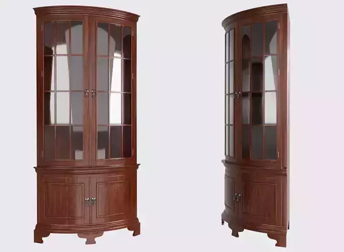 MAHOGANY QUARTER ROUND CORNER CABINET 3D model