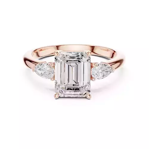 Trilogy Emerald and Pear Cut Engagement Ring 3DM STL Video