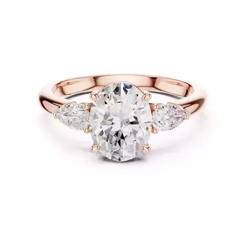 Trilogy Oval and Pear Cut Diamond Wedding Ring 3DM STL Video