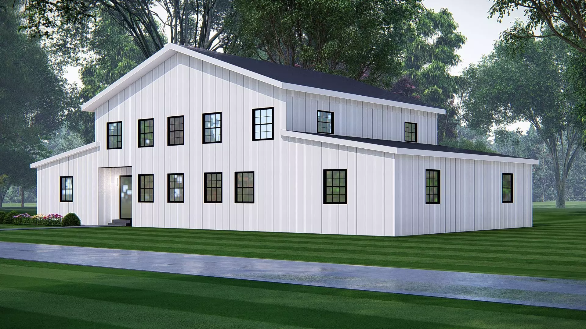 American Exterior House Design  Classic Modern Country Home  3D model_1